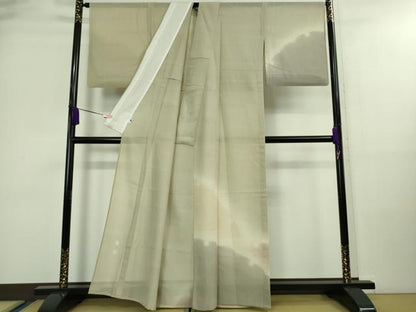 平和屋着物＊極上 夏物 訪問着 絽 菊染 雪輪 暈し染め 砂色地 逸品 DZAA9445kh5