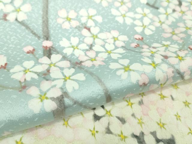 平和屋本店■極上　訪問着　手描き　枝桜　水色地　逸品　未使用　DZAA9446kh5