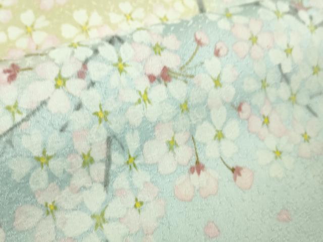 平和屋本店■極上　訪問着　手描き　枝桜　水色地　逸品　未使用　DZAA9446kh5