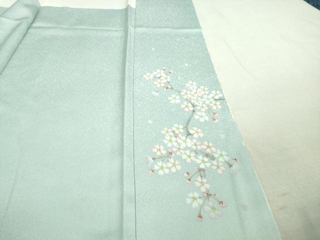 平和屋本店■極上　訪問着　手描き　枝桜　水色地　逸品　未使用　DZAA9446kh5