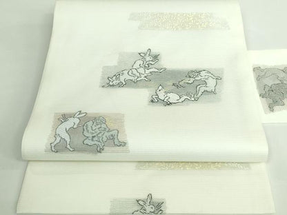平和屋着物＊極上 夏物 西陣 沢本織物謹製 九寸名古屋帯 鳥獣戯画 金銀糸 証紙付き 逸品 新品 DZAA9450kh5