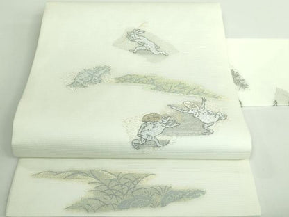 平和屋着物＊極上 夏物 九寸名古屋帯 鳥獣戯画 金銀糸 逸品 新品 DZAA9451kh5