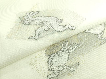 平和屋着物＊極上 夏物 九寸名古屋帯 鳥獣戯画 金銀糸 逸品 新品 DZAA9451kh5