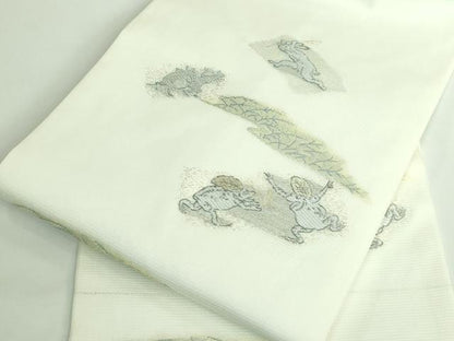 平和屋着物＊極上 夏物 九寸名古屋帯 鳥獣戯画 金銀糸 逸品 新品 DZAA9451kh5
