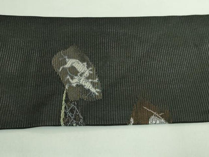 平和屋着物＊極上 夏物 九寸名古屋帯 鳥獣戯画 金銀糸 黒地 逸品 新品 DZAA9459kh5