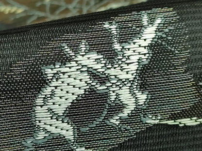 平和屋着物＊極上　夏物　九寸名古屋帯　鳥獣戯画　金銀糸　黒地　逸品　新品　DZAA9460kh5