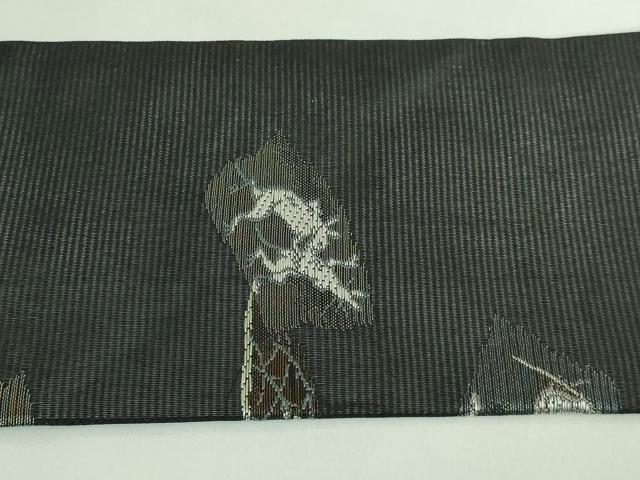 平和屋着物＊極上　夏物　九寸名古屋帯　鳥獣戯画　金銀糸　黒地　逸品　新品　DZAA9460kh5