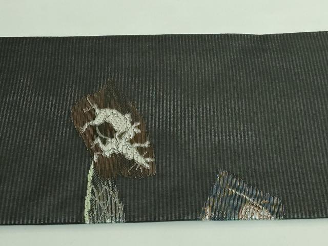 平和屋着物＊極上 夏物 九寸名古屋帯 鳥獣戯画 金銀糸 黒地 逸品 新品 DZAA9463kh5