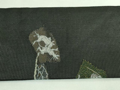 平和屋着物＊極上 夏物 九寸名古屋帯 鳥獣戯画 金銀糸 黒地 逸品 新品 DZAA9464kh5