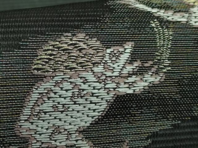 平和屋着物＊極上 夏物 九寸名古屋帯 鳥獣戯画 金銀糸 黒地 逸品 新品 DZAA9470kh5
