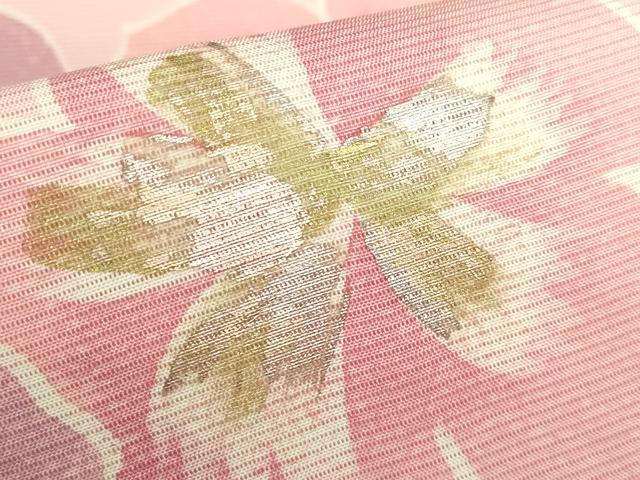 平和屋着物＊極上 夏物 絽塩瀬 全通柄袋帯 舞花文 金銀彩 逸品 DZAA9484kh5