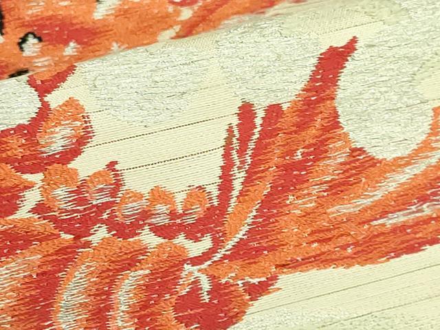 平和屋着物＊極上 夏物 アンティーク 大正ロマン 九寸名古屋帯 刺繍 伊勢海老 銀糸 逸品 DZAA9489kh5