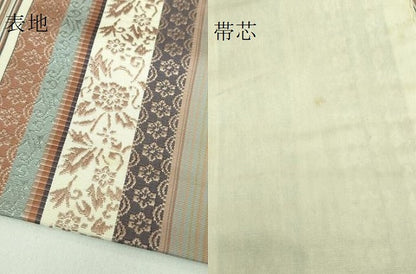 平和屋着物■極上　本場筑前博多織　草木染　手織工房　染匠：小森久　八寸名古屋帯　草花間道　たとう紙付き　逸品　DZAA9492kh5