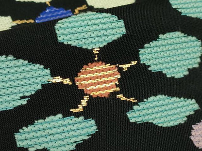 平和屋本店■最高級　龍村平蔵製　太鼓柄　本袋帯　絲入利休裂　黒地　金糸　逸品　DZAA9499kh5