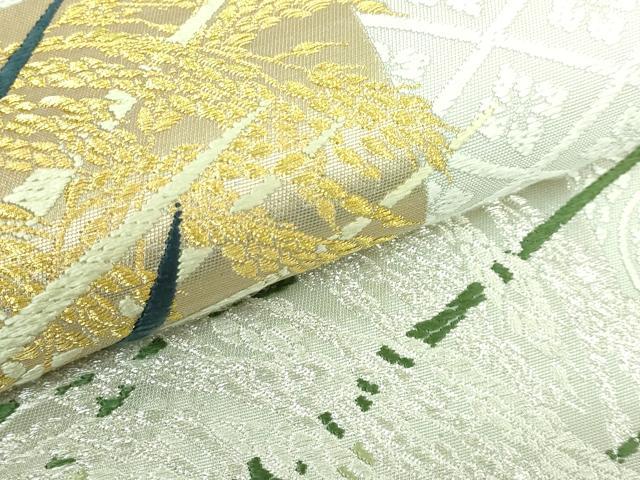平和屋着物●極上　皇室・伊勢神宮御用　御御帯　山口美術織物　山口弘躬　太鼓柄袋帯　唐織　有職早苗地稲穂文　金銀糸　逸品 DZAA9515kh5