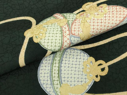 平和屋着物■極上　小林義一　九寸開き名古屋帯　鈴　黒地　逸品　DZAA9519kh5