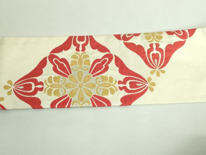 平和屋着物●極上　洛風林　工芸帯地　九寸名古屋帯　花菱文　金銀糸　逸品　DZAA9530kh5