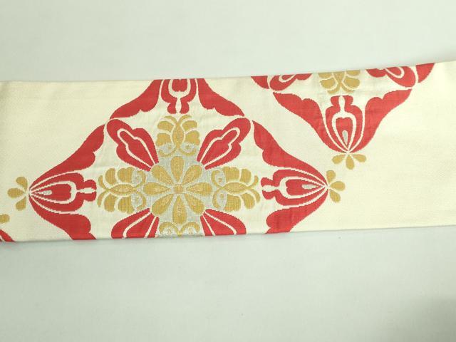平和屋着物●極上　洛風林　工芸帯地　九寸名古屋帯　花菱文　金銀糸　逸品　DZAA9530kh5