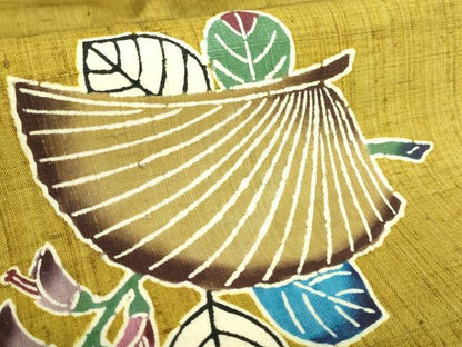 平和屋着物●極上 本場琉球紅型 伊差川洋子 紬地 笠 逸品 DZAA9536kh5