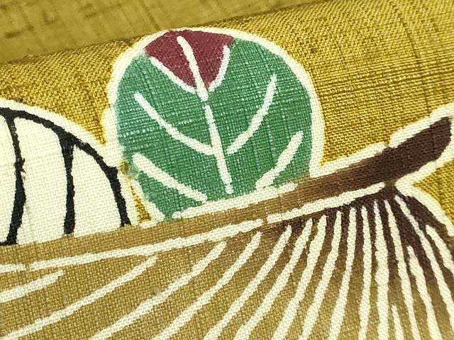 平和屋着物●極上 本場琉球紅型 伊差川洋子 紬地 笠 逸品 DZAA9536kh5