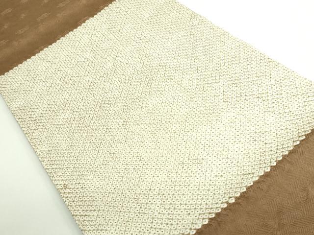 平和屋着物■極上　本疋田絞り　九寸開き名古屋帯　黒茶色地　逸品　DZAA9542kh5 平和屋着物○極上 本疋田絞り 九寸開き名古屋帯 黒茶色地