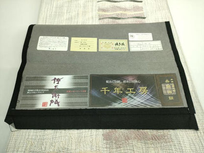 平和屋着物●極上 1897年創業 名門岡野 本場筑前博多織 千年工房 八寸名古屋帯 伊右衛門 波衣 証紙付き 逸品 DZAA9545kh5