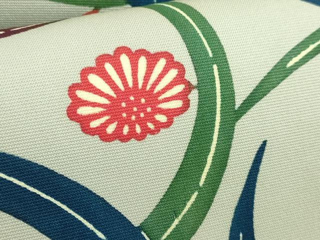 平和屋本店■極上　人間国宝　玉那覇有公　本場琉球紅型　九寸名古屋帯　花蝶文　鶸茶色地　逸品　DZAA9546kh5