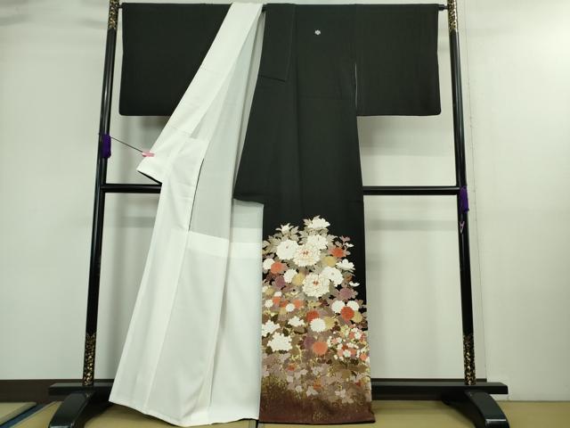 平和屋本店■極上　創業460年・千總　黒留袖　駒刺繍　乱菊　牡丹　吉祥花文　金彩　逸品　DZAA9552kh5