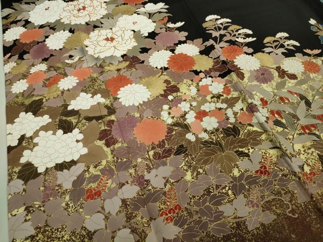平和屋本店■極上　創業460年・千總　黒留袖　駒刺繍　乱菊　牡丹　吉祥花文　金彩　逸品　DZAA9552kh5