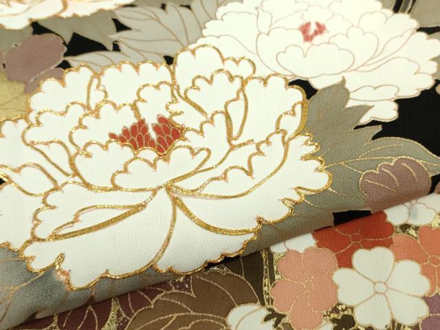 平和屋本店■極上　創業460年・千總　黒留袖　駒刺繍　乱菊　牡丹　吉祥花文　金彩　逸品　DZAA9552kh5