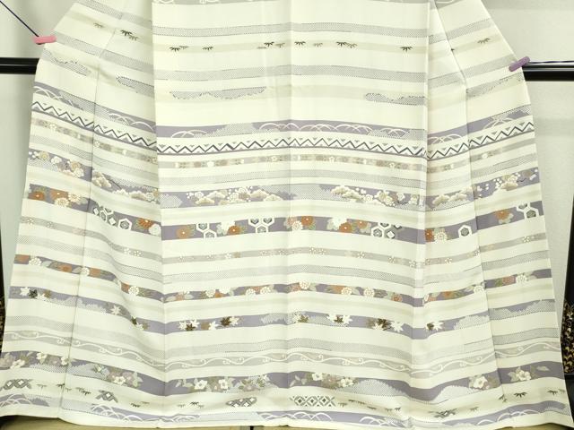 平和屋本店■極上　創業460年・千總　訪問着　駒刺繍　吉祥花松文　象牙色地　金彩　逸品　DZAA9553kh5