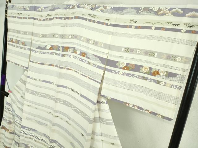 平和屋本店■極上　創業460年・千總　訪問着　駒刺繍　吉祥花松文　象牙色地　金彩　逸品　DZAA9553kh5