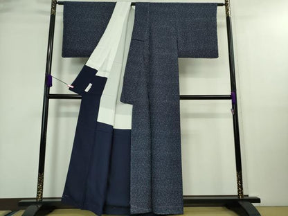平和屋着物●極上　藍造り国選定無形文化財　藍師・佐藤昭人　小紋　天然藍染　逸品　未使用　DZAA9556kh5
