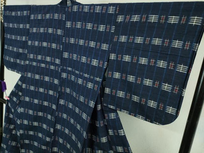 平和屋着物▽極上 紬屋吉平 紬 単衣 絣柄 たとう紙付き 逸品 DZAA9571kh5