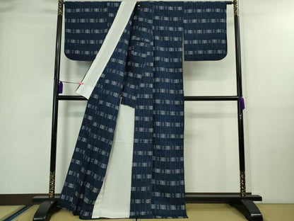 平和屋着物▽極上 紬屋吉平 紬 単衣 絣柄 たとう紙付き 逸品 DZAA9571kh5