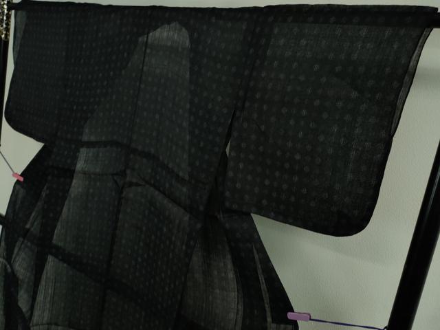 平和屋着物■極上　夏物　重要無形文化財　本場宮古上布　苧麻　丸文　濃紺地　逸品　DZAA9586kh5