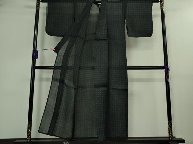 平和屋着物■極上　夏物　重要無形文化財　本場宮古上布　苧麻　丸文　濃紺地　逸品　DZAA9586kh5