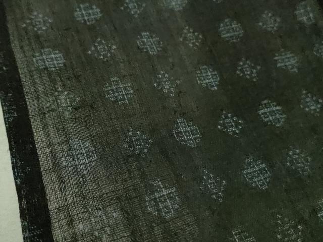 平和屋着物■極上　夏物　重要無形文化財　本場宮古上布　苧麻　丸文　濃紺地　逸品　DZAA9586kh5