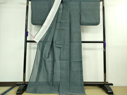 平和屋着物＊極上 夏物 本場小千谷ちぢみ 麻 色無地 薄花色 逸品 DZAA9595kh5