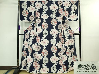 平和屋着物∴極上 夏物 撫松庵 小紋・浴衣兼用 セオアルファ 花間道 洗える着物 逸品 DZAA9600kh5