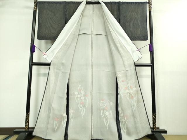 平和屋着物▽極上 訪問着 無双 紗袷 紗×紗 草花文 濃藍色地 銀彩 逸品 未使用 DZAA9609kh5