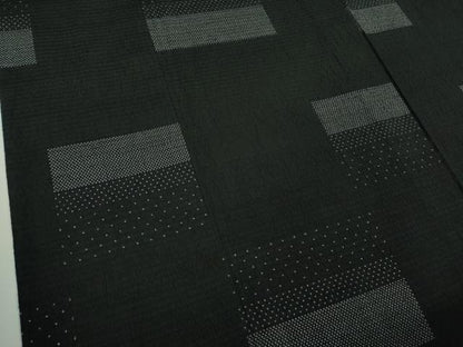平和屋着物▽極上 お召 単衣 横段文 黒地 逸品 未使用 DZAA9610kh5