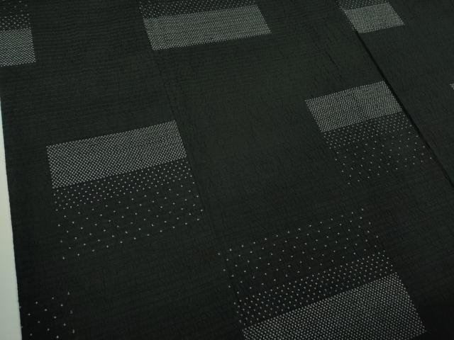 平和屋着物▽極上 お召 単衣 横段文 黒地 逸品 未使用 DZAA9610kh5