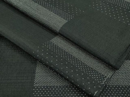 平和屋着物▽極上 お召 単衣 横段文 黒地 逸品 未使用 DZAA9610kh5