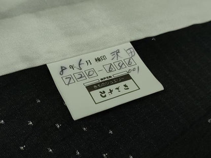 平和屋着物▽極上 お召 単衣 横段文 黒地 逸品 未使用 DZAA9610kh5