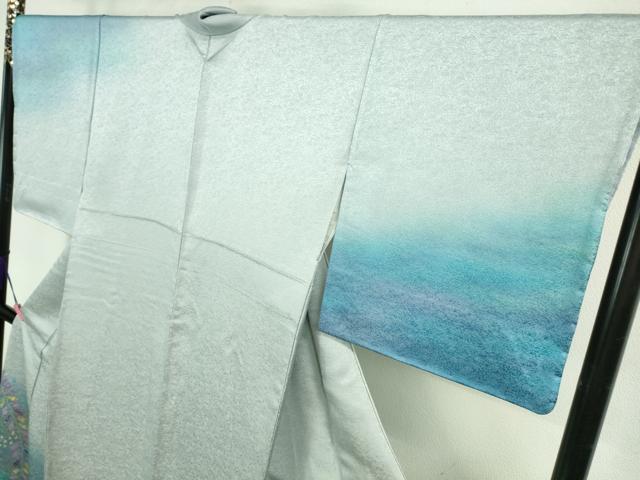 平和屋本店■最高級　二代目　久保田一竹　幻の辻が花　訪問着　鴛鴦　暈し染め　銀通し地　逸品　未使用　DZAA9616kh5