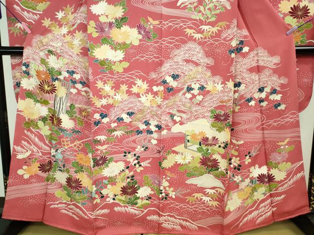 平和屋本店■極上　創業460年・千總　振袖　駒刺繍　吉祥花風景　今様色地　金彩　反端付き　逸品　未使用　DZAA9617kh5