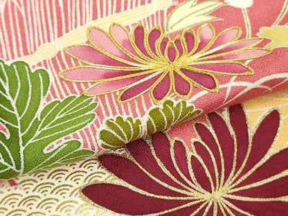 平和屋本店■極上　創業460年・千總　振袖　駒刺繍　吉祥花風景　今様色地　金彩　反端付き　逸品　未使用　DZAA9617kh5