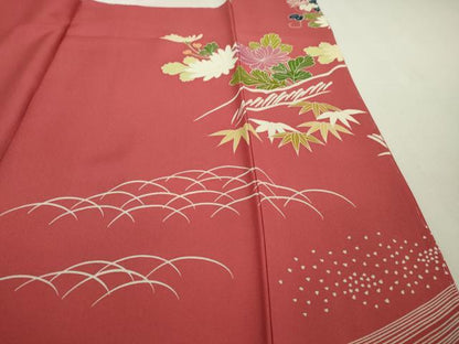 平和屋本店■極上　創業460年・千總　振袖　駒刺繍　吉祥花風景　今様色地　金彩　反端付き　逸品　未使用　DZAA9617kh5