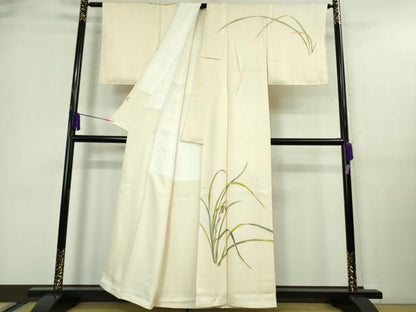 平和屋本店■極上　創業460年・千總 着物デザイナーきよ彦 訪問着 草葉文 鳥の子色地 金彩 たとう紙・紙タグ付き 逸品 未使用　DZAA9618kh5